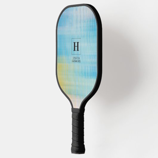 Elegant Classic Monogram Blauw Prism Glas Persoonl Pickleball Paddle (Links)