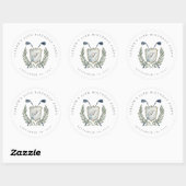 Elegant Classic Monogram Golf Crest Birthday Party Ronde Sticker (Vel)
