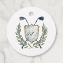 Elegant Classic Monogram Golf Crest Verjaardagsfee