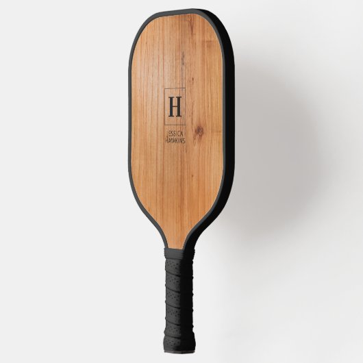 Elegant Classic Monogram Gouden Hout Persoonlijk Pickleball Paddle (Links)