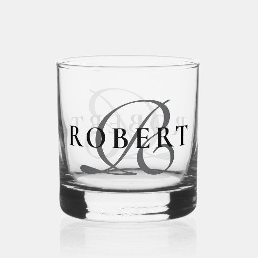 Elegant Classic Monogram Initiaal Naam Whisky Glas (Achterkant)