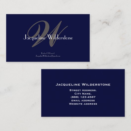 Elegant Classic Monogram & Name Chic Professional Visitekaartje (Voorkant / Achterkant)