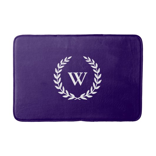 Elegant Classic Monogram Navy Blue Bath Mat (Voorkant)