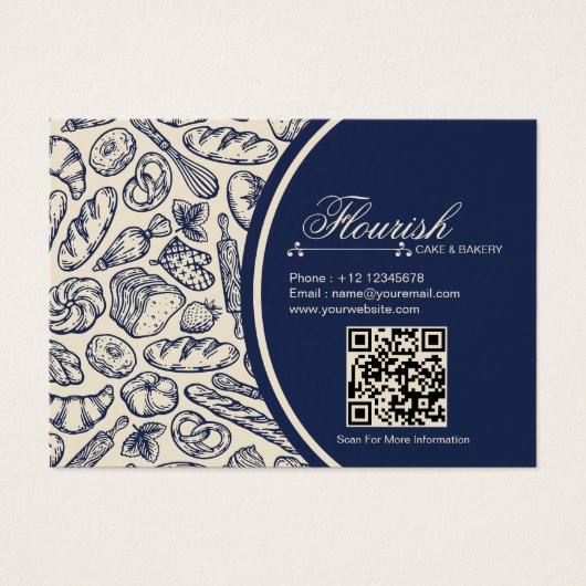 Elegant Classic Navy Blue Cake Bakery Gift Card (Devant)