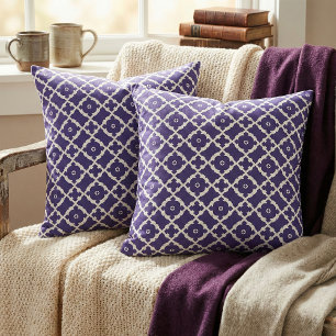 Elegant Classic Navy Blue en White Mosaic Pattern Stof