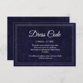 Elegant Classic Navy Blue Wedding Dress Code Informatiekaartje (Voorkant / Achterkant)