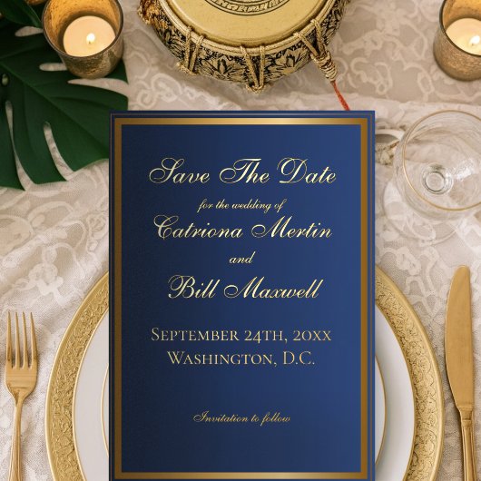 Elegant Classic Navy et Gold Enregistrer la carte 
