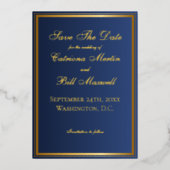 Elegant Classic Navy et Gold Enregistrer la carte  (Recto)