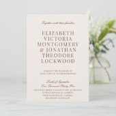 Elegant Classic Old Money Ivory & Brown Wedding Kaart (Staand voorkant)