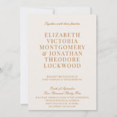 Elegant Classic Old Money Ivory & Copper Wedding Kaart (Voorkant)