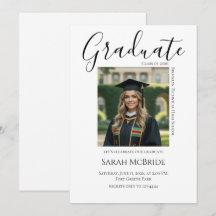 Elegant Classic One Photo Graduation Invitation