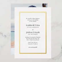 Elegant Classic Photo Gold Foil Border Wedding