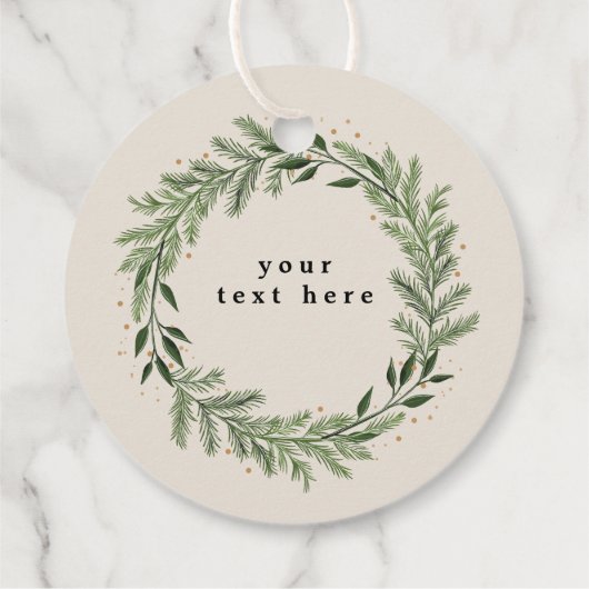 Elegant Classic Pine Wreath Kerstmis Vakantie cade Bedankjes Labels (Achterkant)