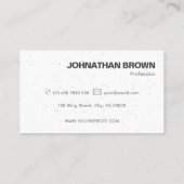 Elegant Classic Plain White Grey Sprinkle voeg Log Visitekaartje (Achterkant)