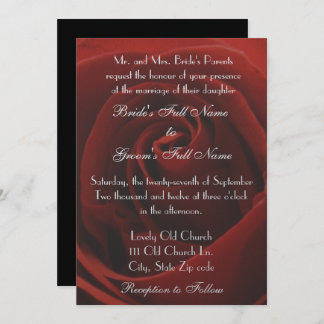 Elegant Classic Red Rose Wedding Uitnodiging
