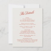 Elegant Classic Rood & Ivoor Wedding Details Kaart (Voorkant)