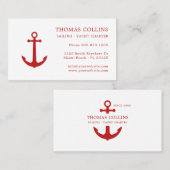 Elegant Classic Rood Nautisch Anker Logo Visitekaartje (Voorkant / Achterkant)