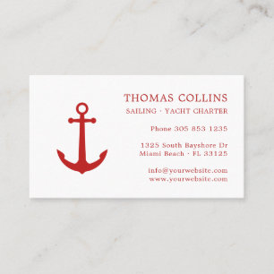 Elegant Classic Rood Nautisch Anker Logo Visitekaartje