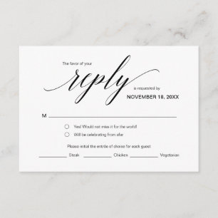 Elegant Classic RSVP, Black Font, reageren Informatiekaartje