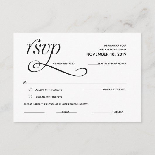 Elegant Classic RSVP (Response) Enclosure Card Informatiekaartje (Voorkant)