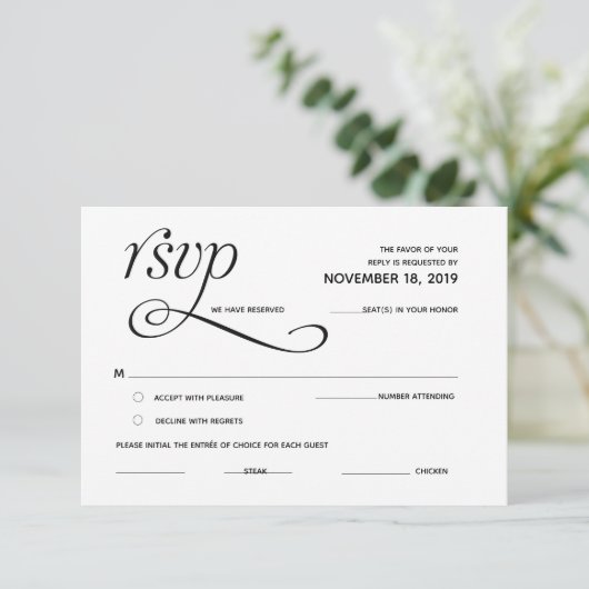 Elegant Classic RSVP (Response) Enclosure Card Informatiekaartje (Staand voorkant)