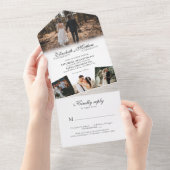 Elegant Classic Script Calligraphy Photo Weddensch All In One Uitnodiging (Afscheurbaar)
