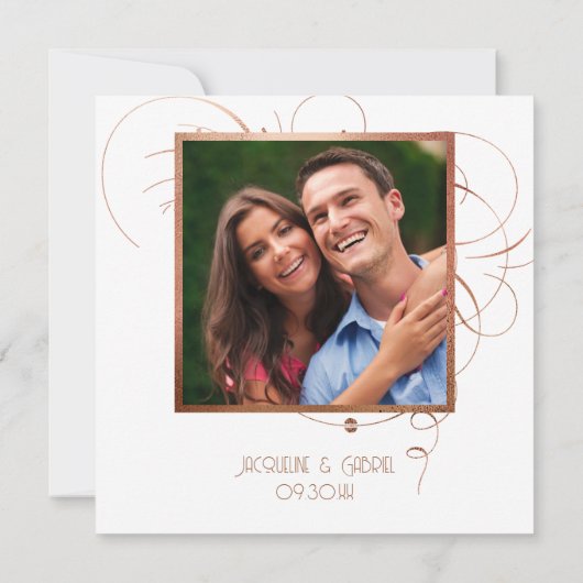 Elegant Classic Script Calligraphy Roos Gold Photo Kaart (Achterkant)