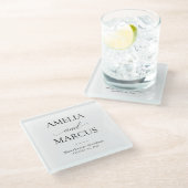 Elegant Classic Script Calligraphy Wedding Glazen Onderzetter (Schuin)