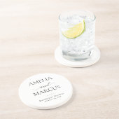 Elegant Classic Script Calligraphy Wedding Zandsteen Onderzetter (Zijkant)