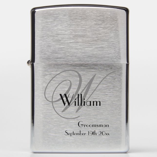 Elegant Classic Script Monogram Name Groomsmen (Voorkant)