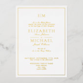 Elegant Classic Script Monogram Weddenschap Gold Folie Uitnodiging (Voorkant)