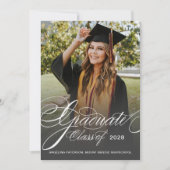 Elegant Classic Script Photo Graduation Aankondiging (Voorkant)