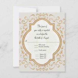 Elegant Classic Script Swirl Gold RSVP Kaartje