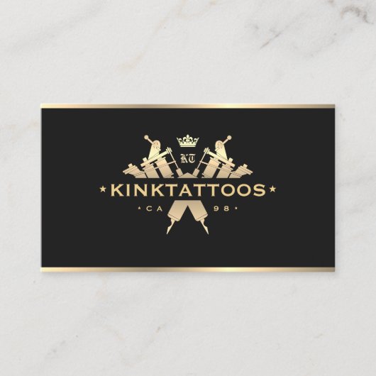 Elegant Classic Tattooist Tattoo Artiest Zwart Visitekaartje (Voorkant)