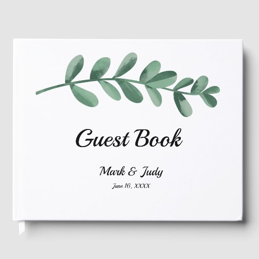 Elegant Classic Waterverf Green Leaves Wedding Gastenboek (Voorkant)