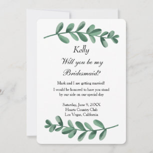 Elegant Classic Waterverf Green leest Bridesmaid Kaart