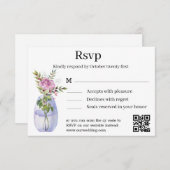 Elegant Classic waterverf Roze Bloemen bruiloft RSVP Kaartje (Voorkant / Achterkant)