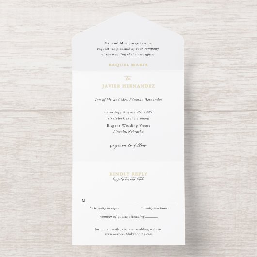 Elegant Classic Wedding All In One Uitnodiging (Binnenkant)