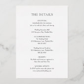 Elegant Classic Wedding Folie Uitnodiging (Achterkant)