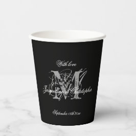 Elegant Classic Wedding Monogram Names Chic Black Papieren Bekers