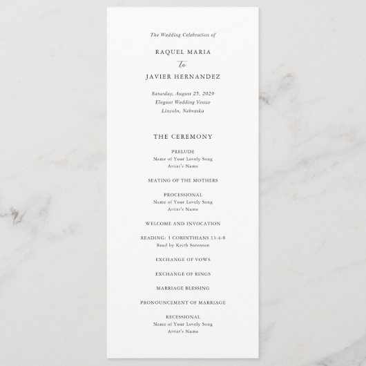 Elegant Classic Wedding Programma (Voorkant)