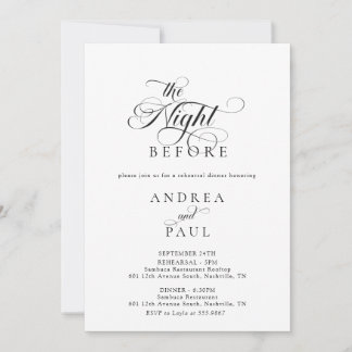 Elegant Classic Wedding Rehearsal Dinner Kaart