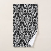 Elegant Classic White Floral Damask op Black Bad Handdoek (Handdoek)
