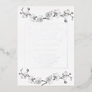 Elegant Classic White Orchids Romantic Wedding Folie Uitnodiging