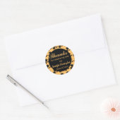 Elegant Classic Zwart & Geel Script afstuderen Ronde Sticker (Envelop)