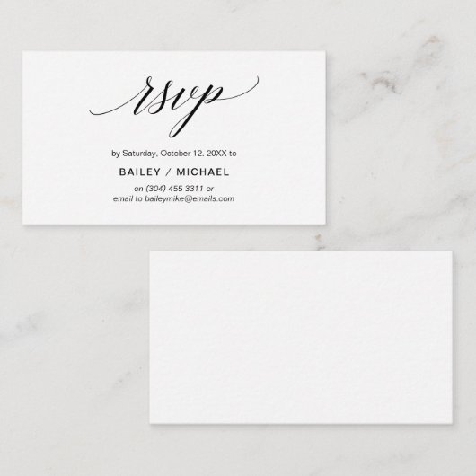 Elegant Classic, zwart Script, party RSVP Informatiekaartje (Voorkant / Achterkant)