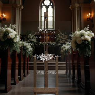 Élégant classique blanc blanc floral bienvenue