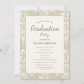 Élégant classique Damask Graduation Invitation (Devant)
