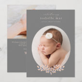 Élégant classique Faire-part de naissance photo ov (Devant / Derrière)