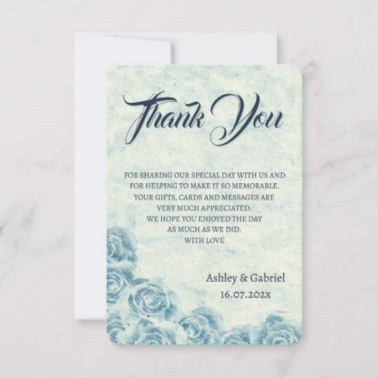 Élégant classique Floral Rustique Mariage Merci 2 (Devant)